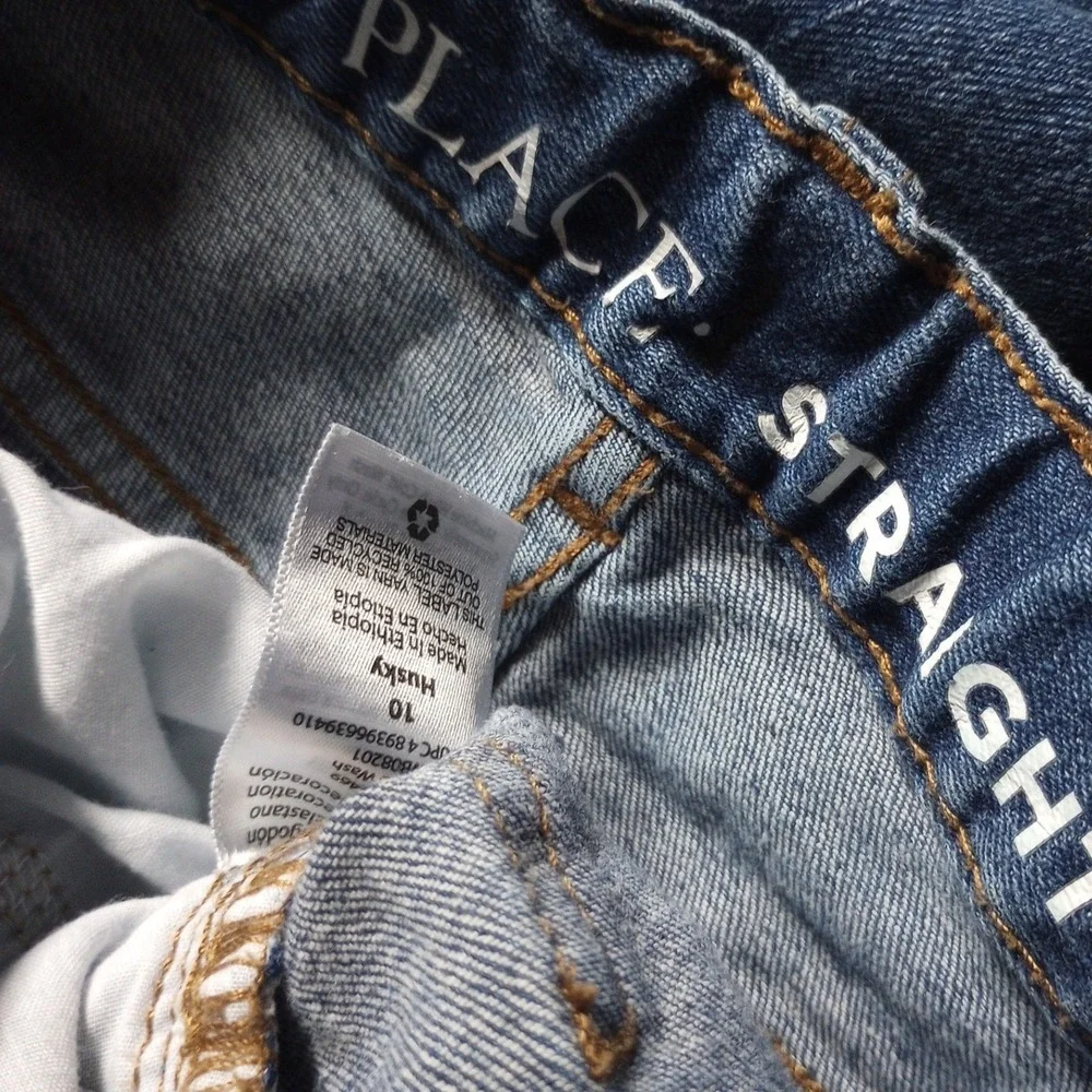 The Childrens Place Husky Straight Jeans Blue Wash Size 10 HUSKY Kids Adjustable